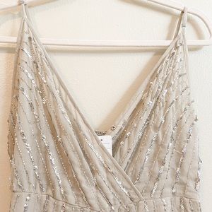 Forever 21 sequin tan romper with POCKETS !